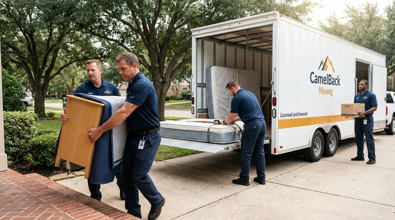 Crew loading residential truck for cross-state move from Ketchum, ID